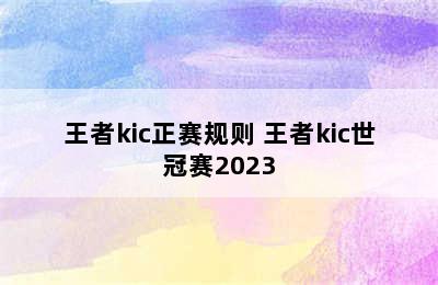 王者kic正赛规则 王者kic世冠赛2023